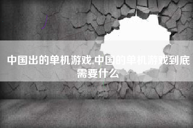 中国出的单机游戏,中国的单机游戏到底需要什么