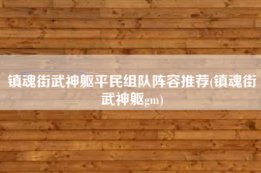 镇魂街武神躯平民组队阵容推荐(镇魂街武神躯gm)