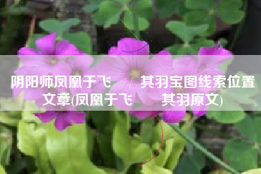 阴阳师凤凰于飞翙翙其羽宝图线索位置文章(凤凰于飞翙翙其羽原文)