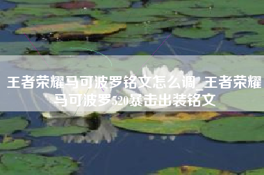 王者荣耀马可波罗铭文怎么调_王者荣耀马可波罗520暴击出装铭文