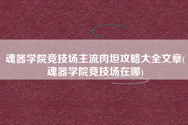 魂器学院竞技场主流肉坦攻略大全文章(魂器学院竞技场在哪)