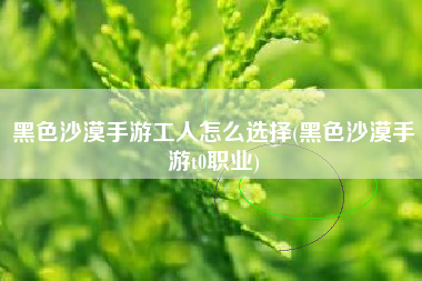 黑色沙漠手游工人怎么选择(黑色沙漠手游t0职业)