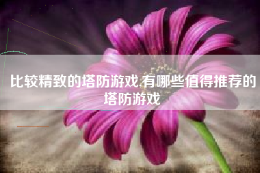 比较精致的塔防游戏,有哪些值得推荐的塔防游戏
