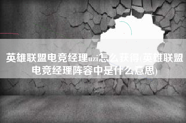 英雄联盟电竞经理uzi怎么获得(英雄联盟电竞经理阵容中是什么意思)