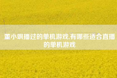 董小飒播过的单机游戏,有哪些适合直播的单机游戏