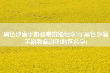 黑色沙漠手游和端游能组队吗(黑色沙漠手游和端游的地区名字)