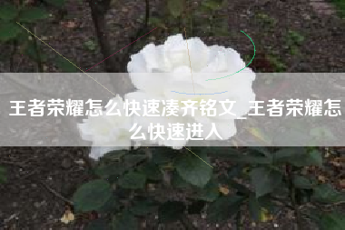 王者荣耀怎么快速凑齐铭文_王者荣耀怎么快速进入