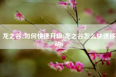 龙之谷2如何快速升级(龙之谷怎么快速移动)