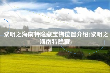 黎明之海南特隐藏宝物位置介绍(黎明之海南特隐藏)