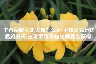 王者荣耀不知火舞怎么玩 不知火舞玩法思路分析(王者荣耀不知火舞怎么获得)