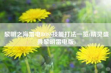 黎明之海雷电BOSS技能打法一览(精灵盛典黎明雷电版)